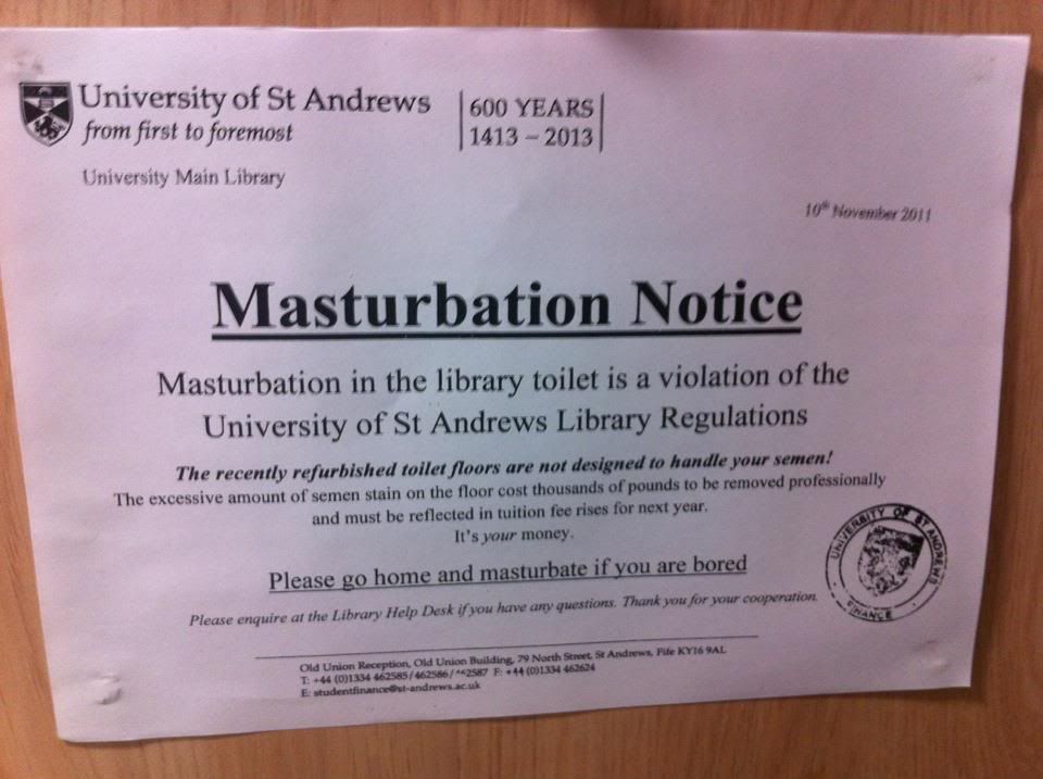 St Andrews University Masturbation Notice Arcade Otaku アーケード オタク