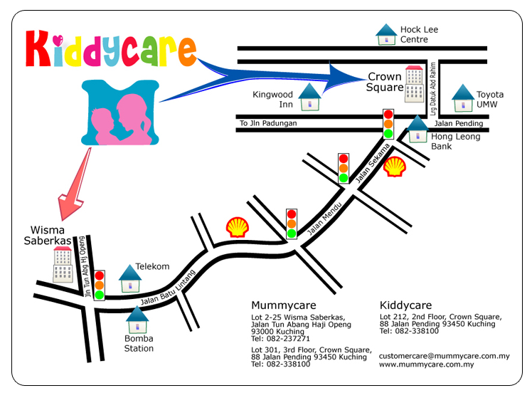Map to Mummycare & Kiddycare Kuching