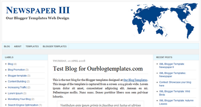Newspaper III Blogger Template from OurBlogTemplates