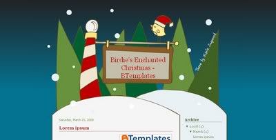 Birdie’s Enchanted Christmas Blogger Template from Gisele Jaquenod