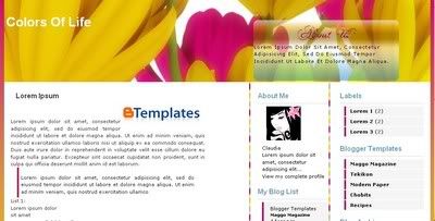 Colors of life Blogger Template from Blogger Tricks