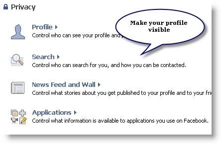 Facebook user privacy settings