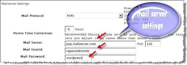 Mail server settings