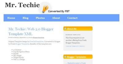 Mr. Techie Blogger Template from Fresh Blogger Templates