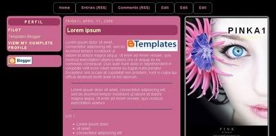 PinkA1 Blogger Template from Templates para voce