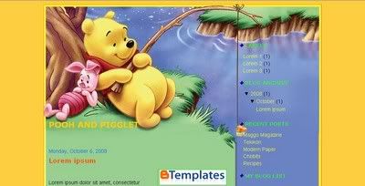 Pooh and Pigglet Blogger Template from SkinCorner