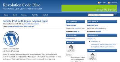 Revolution Code Blue Blogger Template