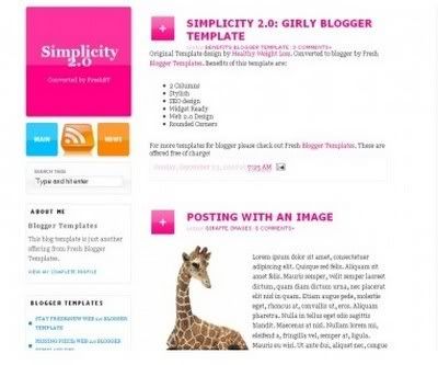 Simplicity 2.0 Blogger Template from Fresh Blogger Templates