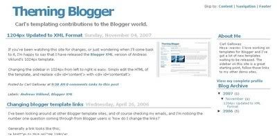 Theming Blogger Template from Carl Galloway