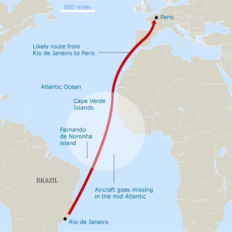 Air France Flight 447 AF447 crashed from Rio de Janeiro to Paris