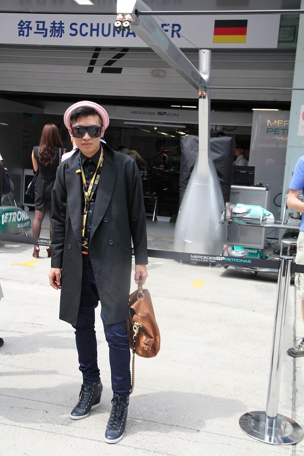 Bryanboy at Michael Schumacher's Pit Lane at Formula 1 Chinese Grand Prix Shanghai