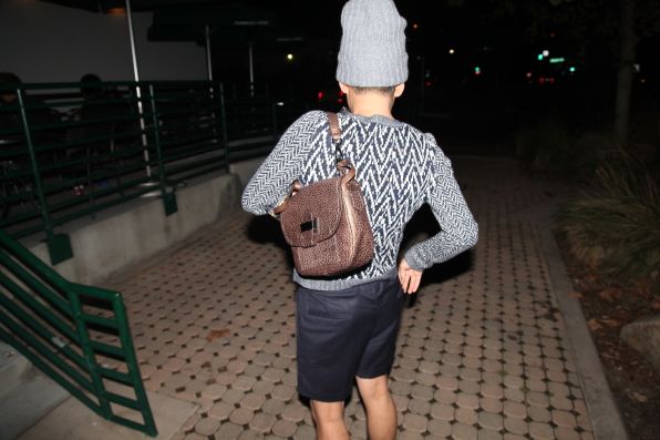 Bryanboy wearing a Theory sweater and Reed Krakoff bag in Malibu