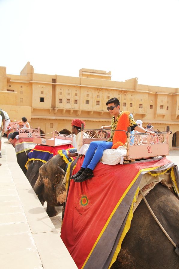 Bryanboy enjoying an elephant ride at the Amber Palace in Jaipur, India