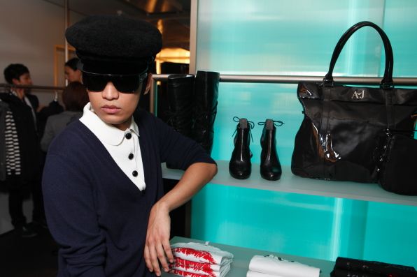 Bryanboy inside Emporio Armani store in Tokyo at Fashion's Night Out Japan