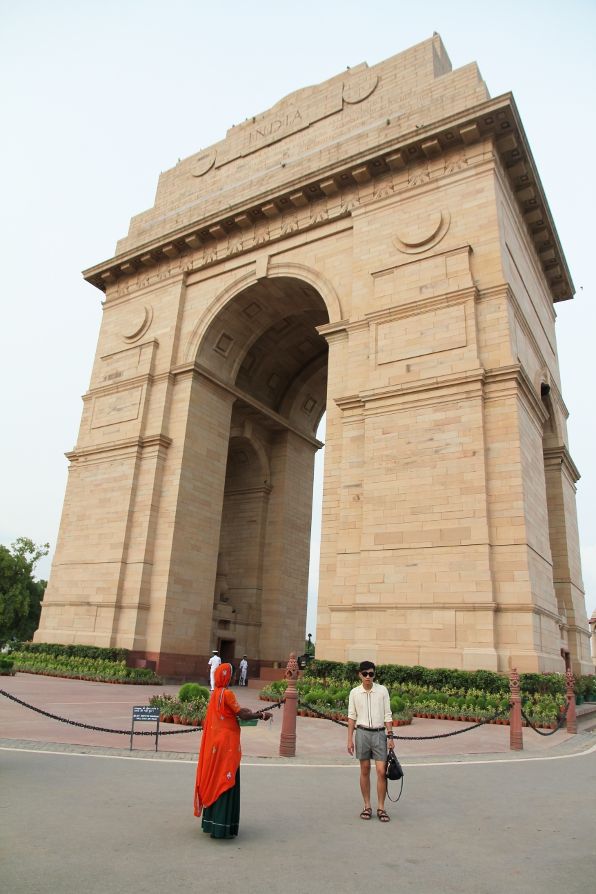 Fashion blogger Bryanboy in front of India Gate in New Delhi, India