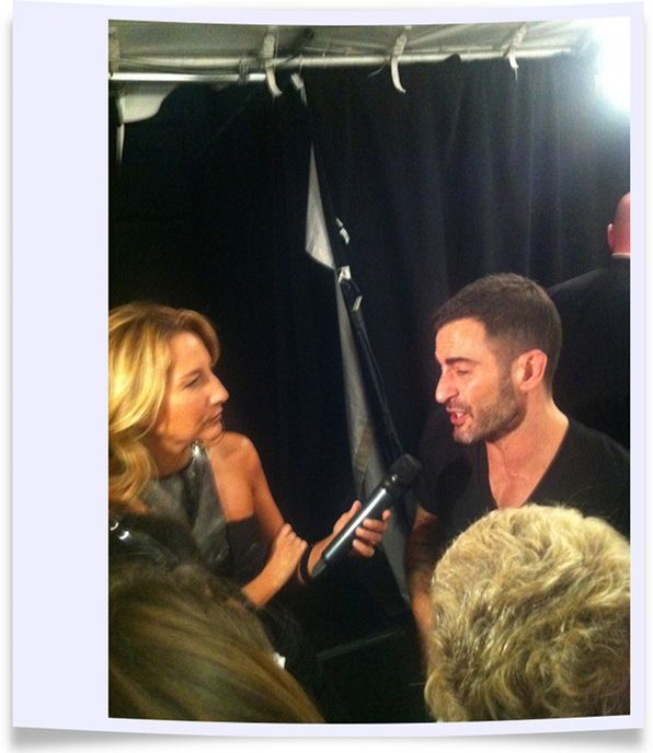 Marc Jacobs giving interviews at the spring/summer 2012 Marc Jacobs fashion show.