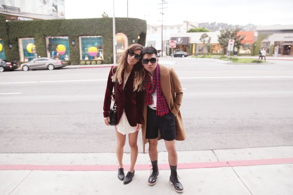 Rumi Neely and Bryanboy on Melrose Avenue, Los Angeles