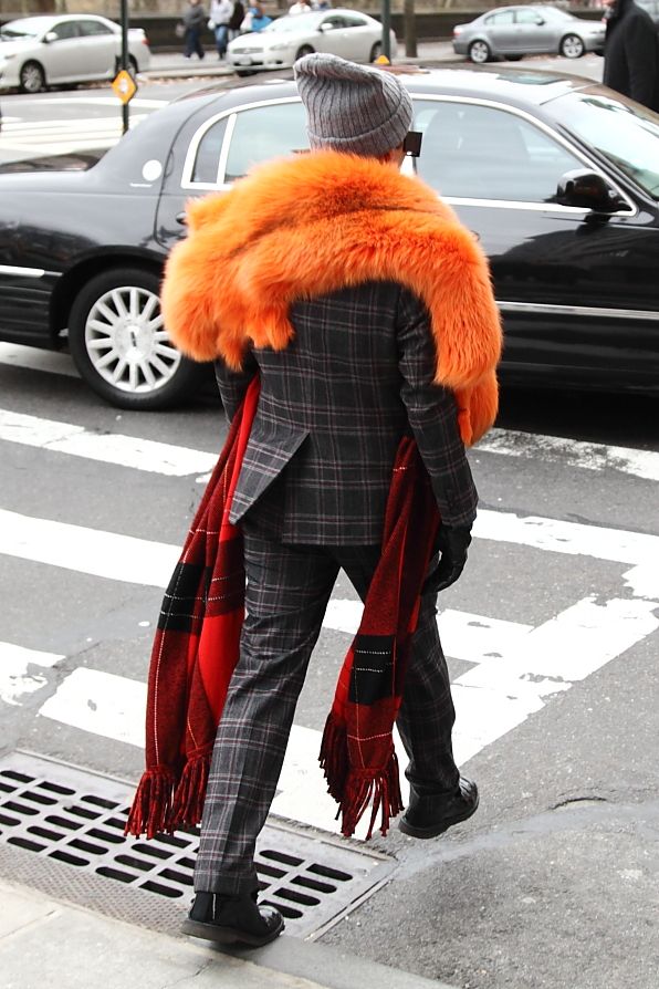 Sonia Rykiel orange fox fur scarf