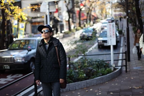 Quilted wool pea coat worn by Bryanboy