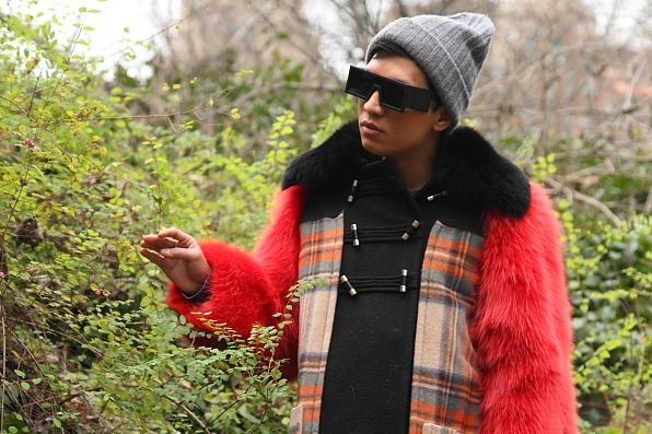 Bryanboy in Central Park touching leaves