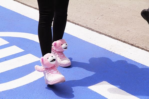Pink teddy bear sneakers