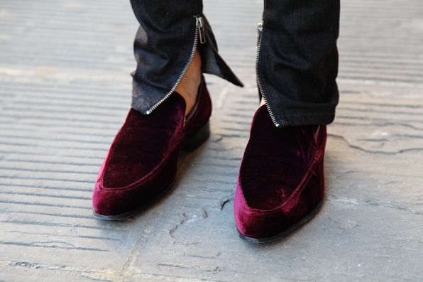 Bryanboy's Kurt Geiger velvet shoes