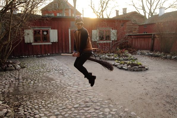 Bryanboy flying a broomstick