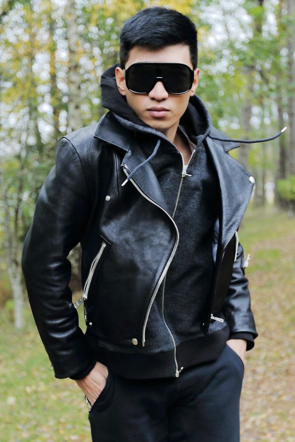Bryanboy wearing a leather Acne jacket from fall winter 2012