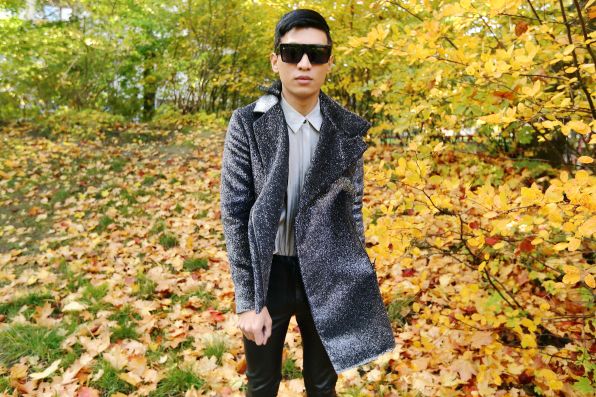 Silver Costume National jacket worn by Bryanboy
