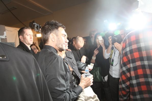 Marc Jacobs being photographed backstage at Marc Jacobs Fall Winter 2012