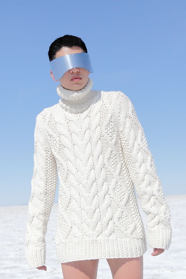 Bryanboy wearing an Alexander McQueen visor and Michael Kors turtleneck
