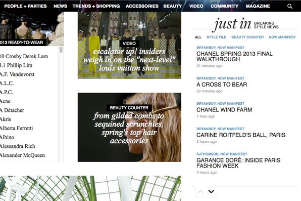 Style.com home page