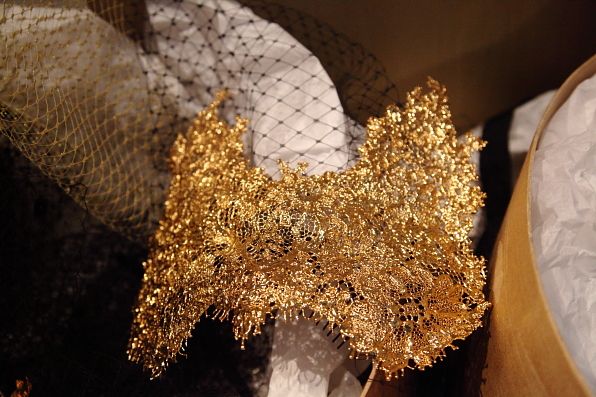 Gold headpieces by Suzy O'Rourke