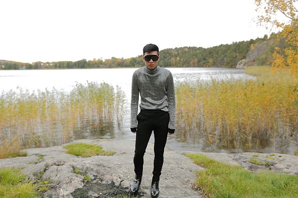 Black and silver Versace chain mail sweater
