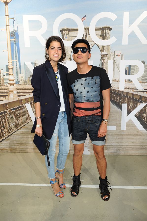 Fashion bloggers Leandra Medine of Manrepeller and Bryanboy at American Eagle Times Square