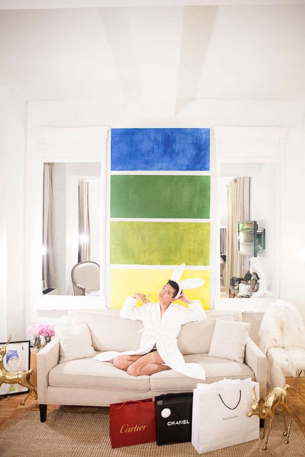 Bryanboy in his New York City apartment on Black Friday