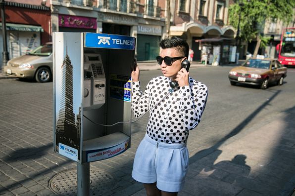 Bryanboy and Mexico City phone booth