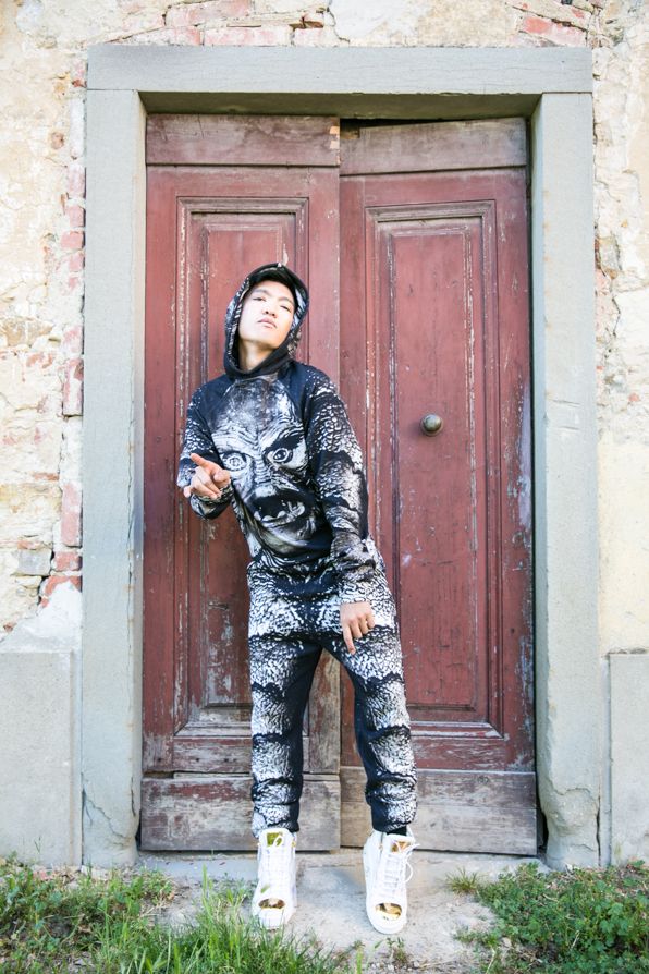 Bryanboy in Florence wearing a Christopher Kane sweatshirt from Fall/winter 2013
