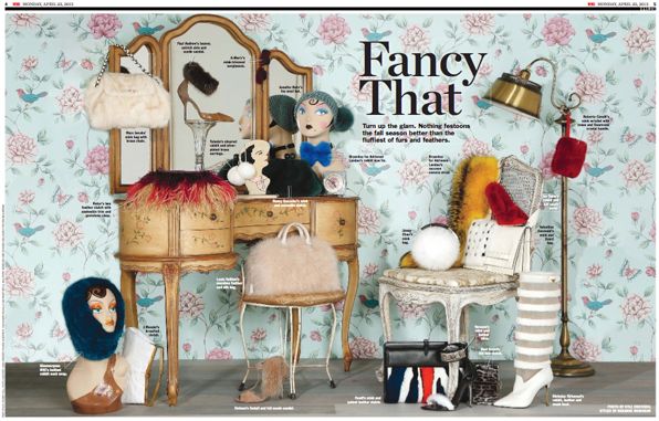 Fancy That - fur accessories on April 22, 2013 issue of Womens Wear Daily
