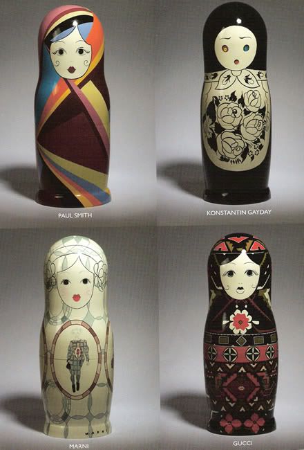 Russian Babushka dolls - Paul Smith, Konstantin Gayday, Marni and Gucci.