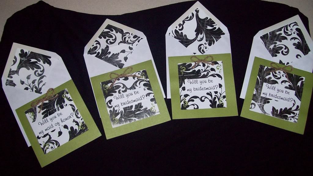 My DIY Damask Bridesmaids Cards Finished Project Wedding Forums