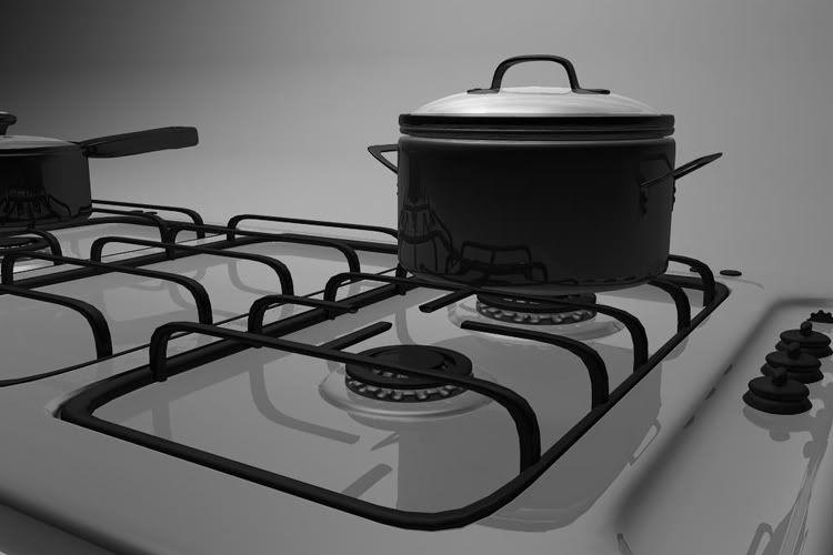 3D rendering of stove (Lighting + texturing)