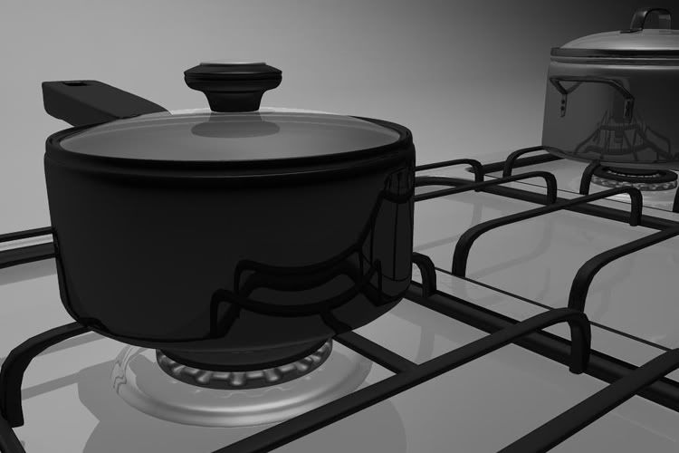 3D rendering of stove (Lighting + texturing)
