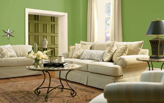 fresh green wall living room interior design