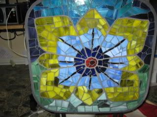 table with charcoal grout