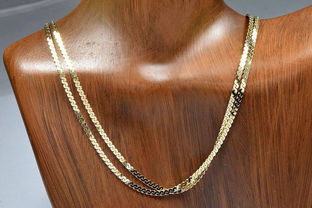 14k Solid Yellow Gold 2.2 mm 30 inches Flat Serpentine Chain eBay