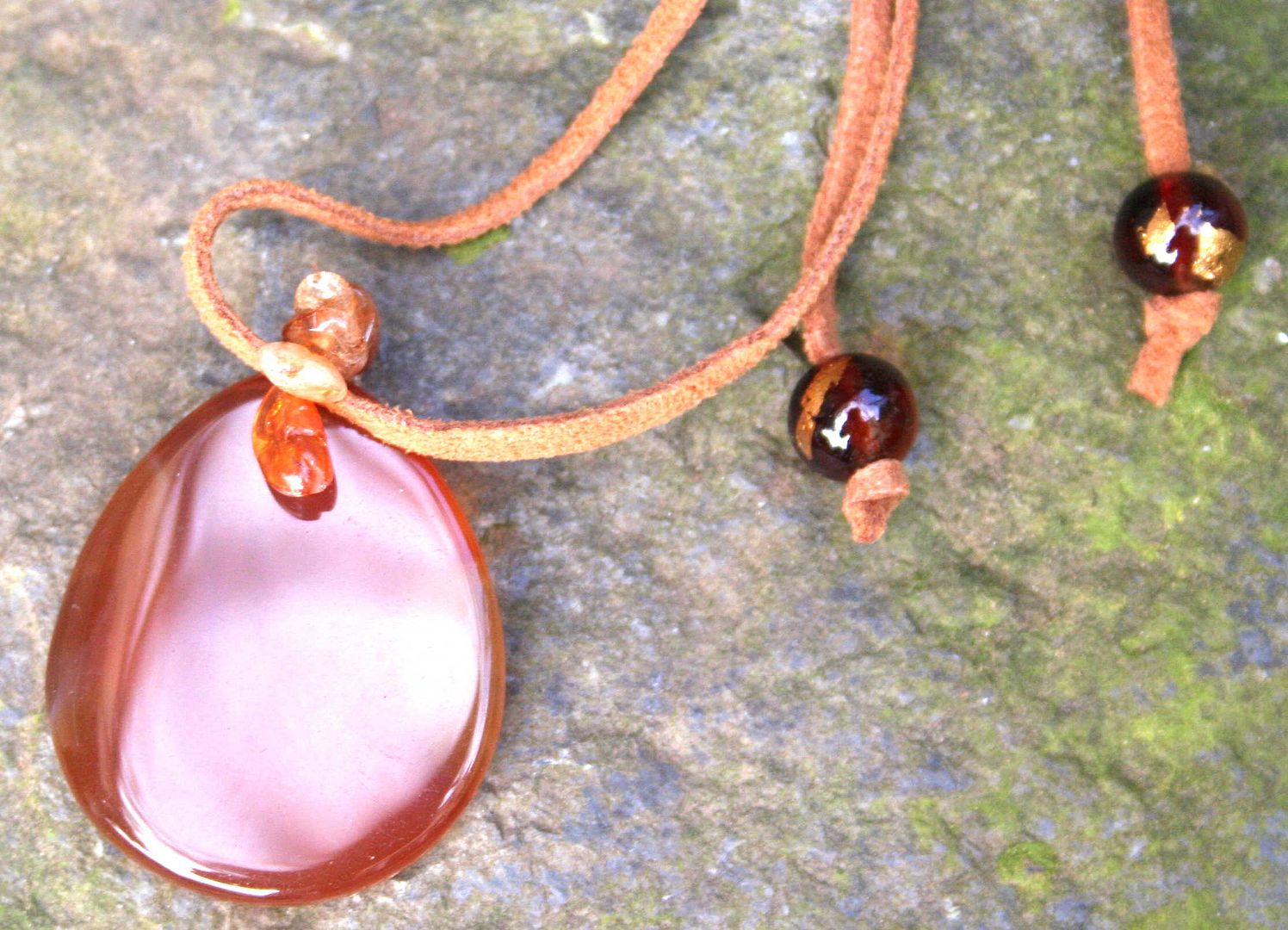 Big Carnelian Crystal Gemstone Necklace Reiki Empowered  