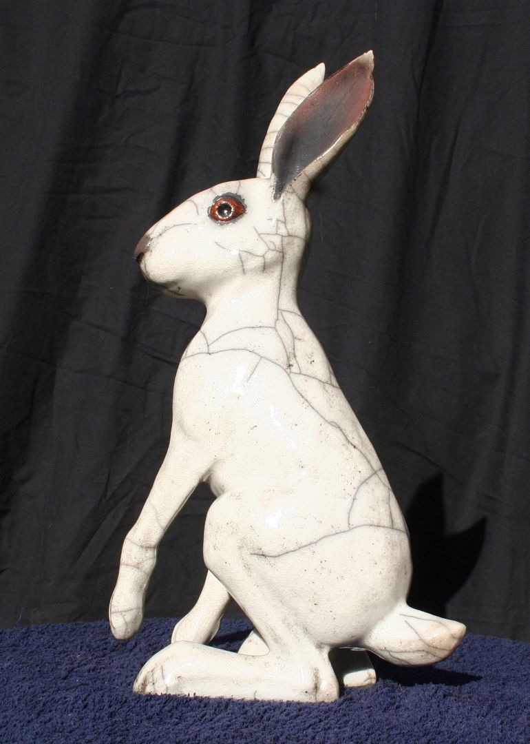 Raku Studio Art Pottery Winter Hare Signed by Sculptor Potter Brian ...