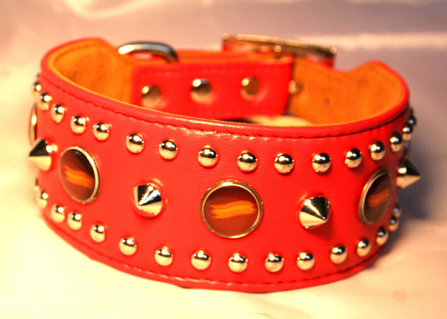 Suede Lined Soft Leather Saluki LURCHER Dog Studded Collar Red 12 75 15"