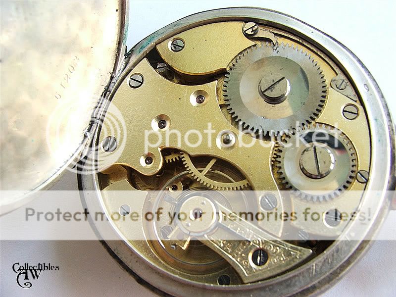 Antique Solid SILVER Cylinder Pocket Watch, Erika, 15 Rubis  